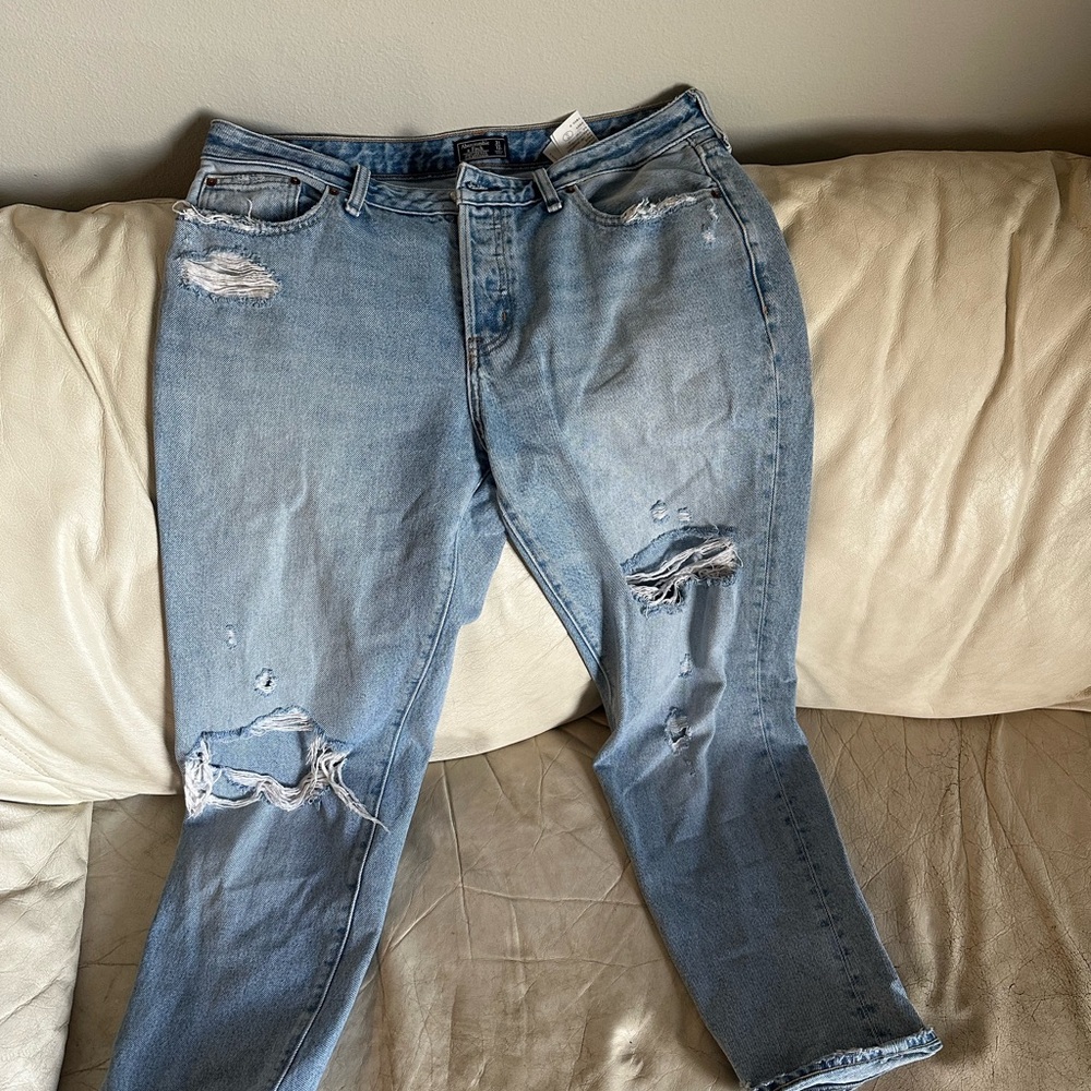 Abercrombie & Fitch Blue Boyfriend Jeans Distressed